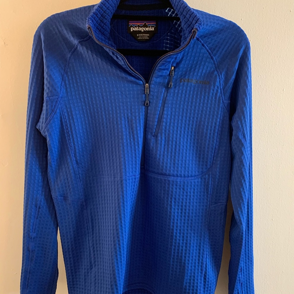 Blue quilted quarter zip Patagonia fleece